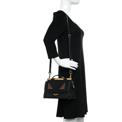 Fendi Vitello Elite Studded Monster Mini Demi Jour Shoulder Bag Black 2 of 12