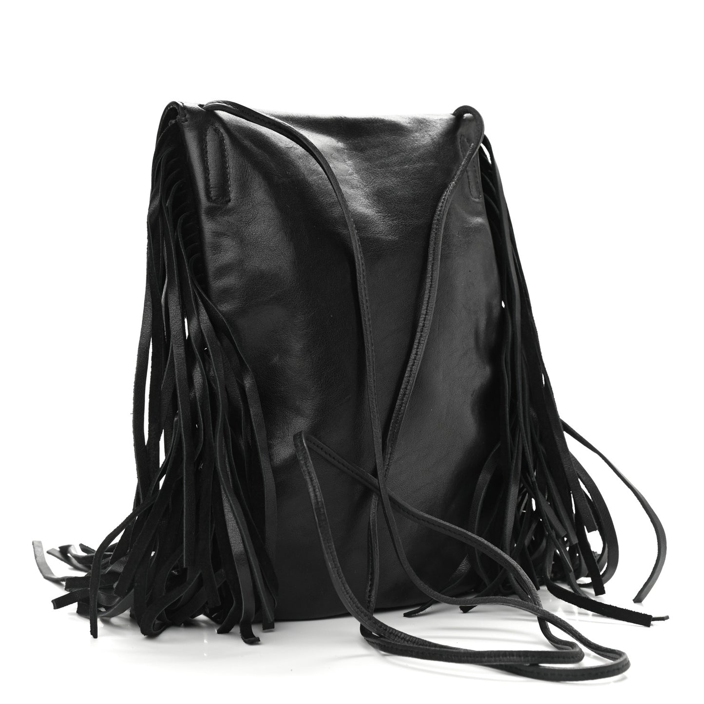 Lambskin Fringe Small Anita Crossbody Bag Black