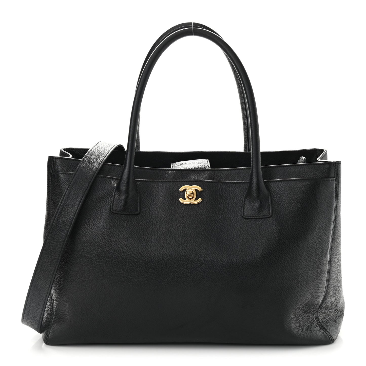 Calfskin Cerf Executive Shopper Tote Black