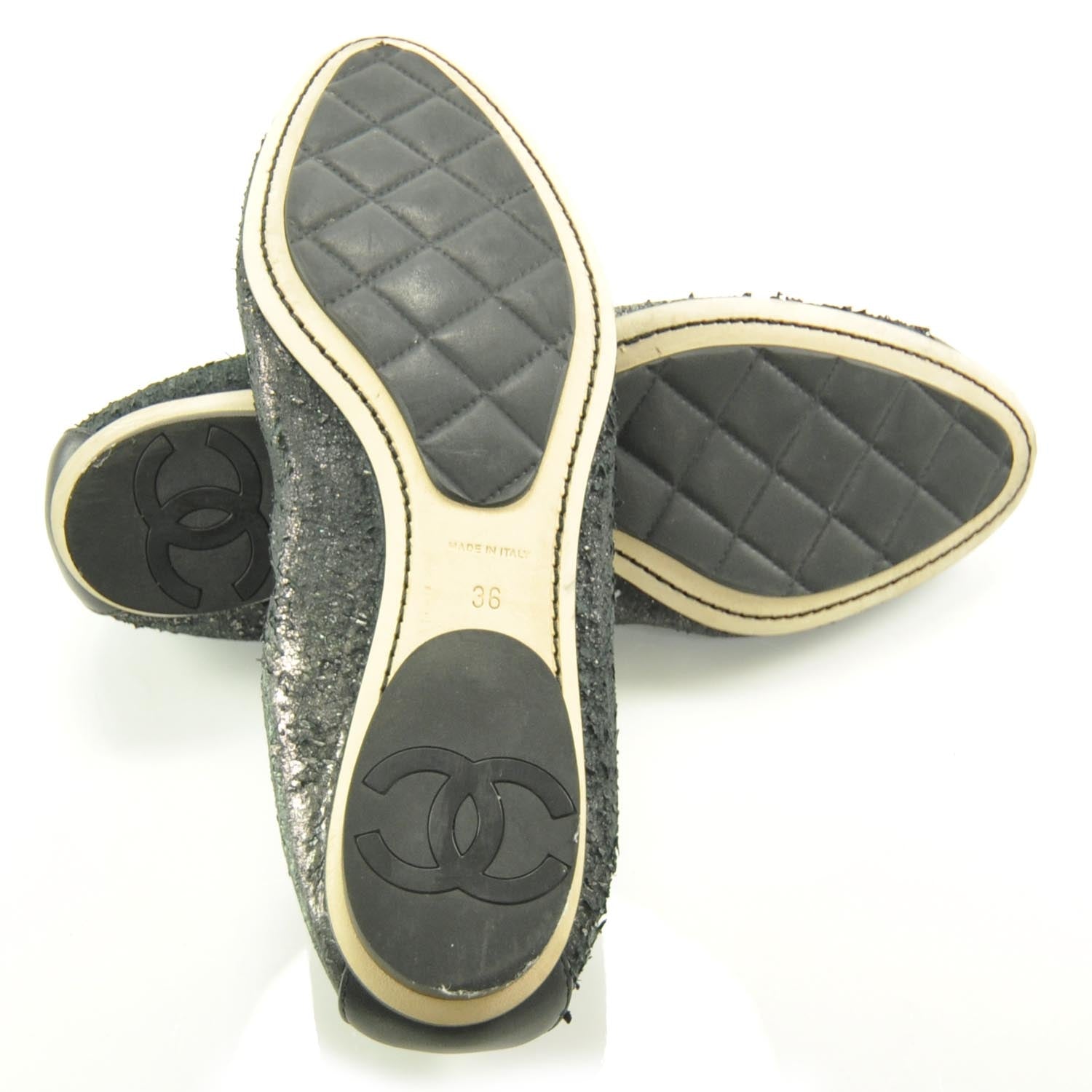 Chanel Stretch Spirit Flats 36 Dark Silver 6 of 10