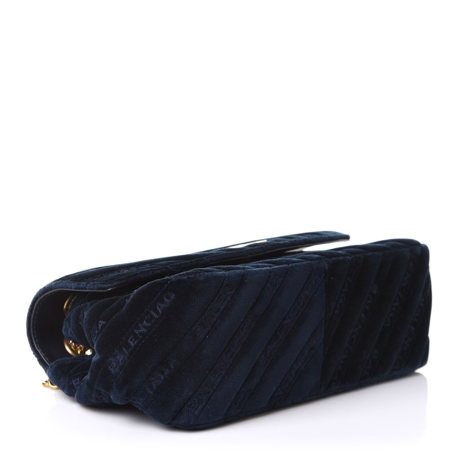Balenciaga Velvet Logo Matelasse BB Chain Wallet Navy 4 of 10
