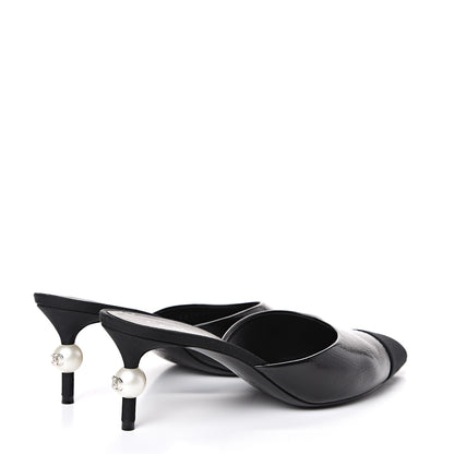 Chanel Patent Grosgrain Cap Toe Pearl Mule 39 Black 4 of 13
