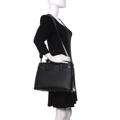 Burberry Derby Calfskin House Check Medium Banner Tote Black 2 of 11