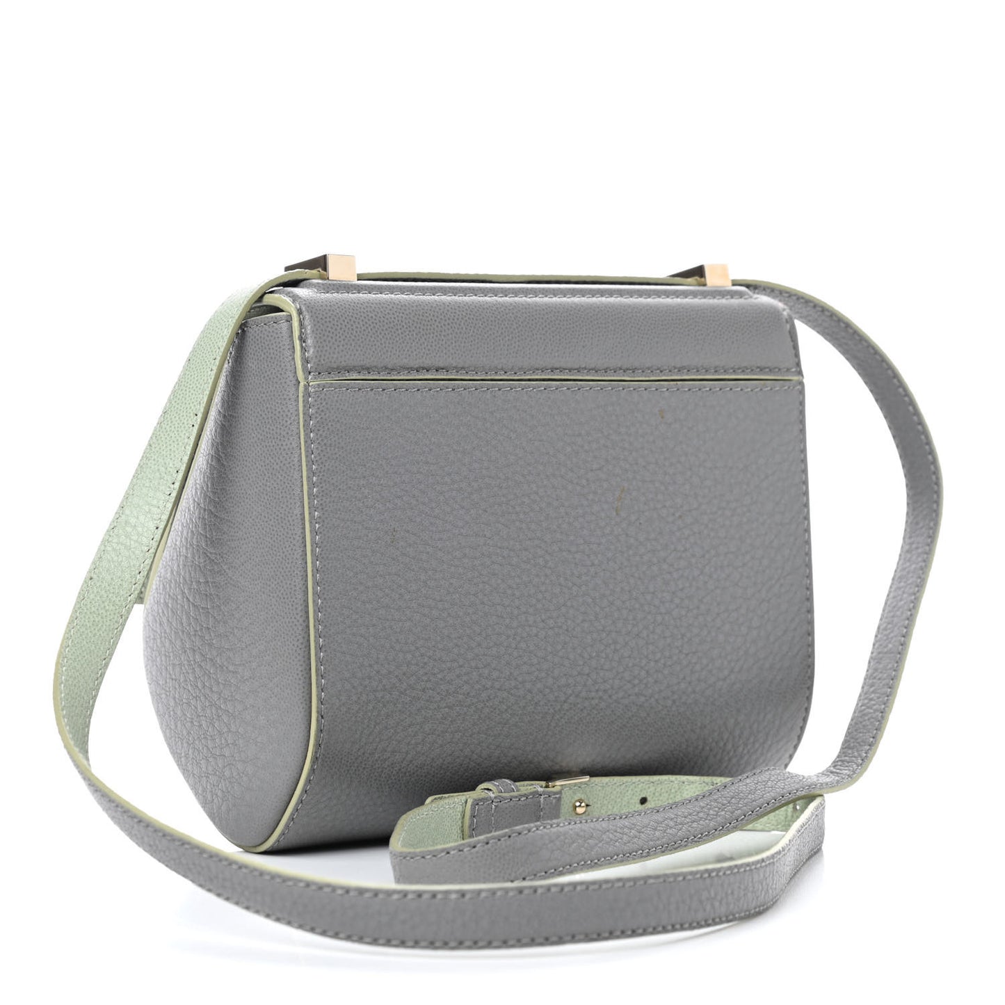 Textured Calfskin Mini Pandora Box Chain Crossbody Bag Grey