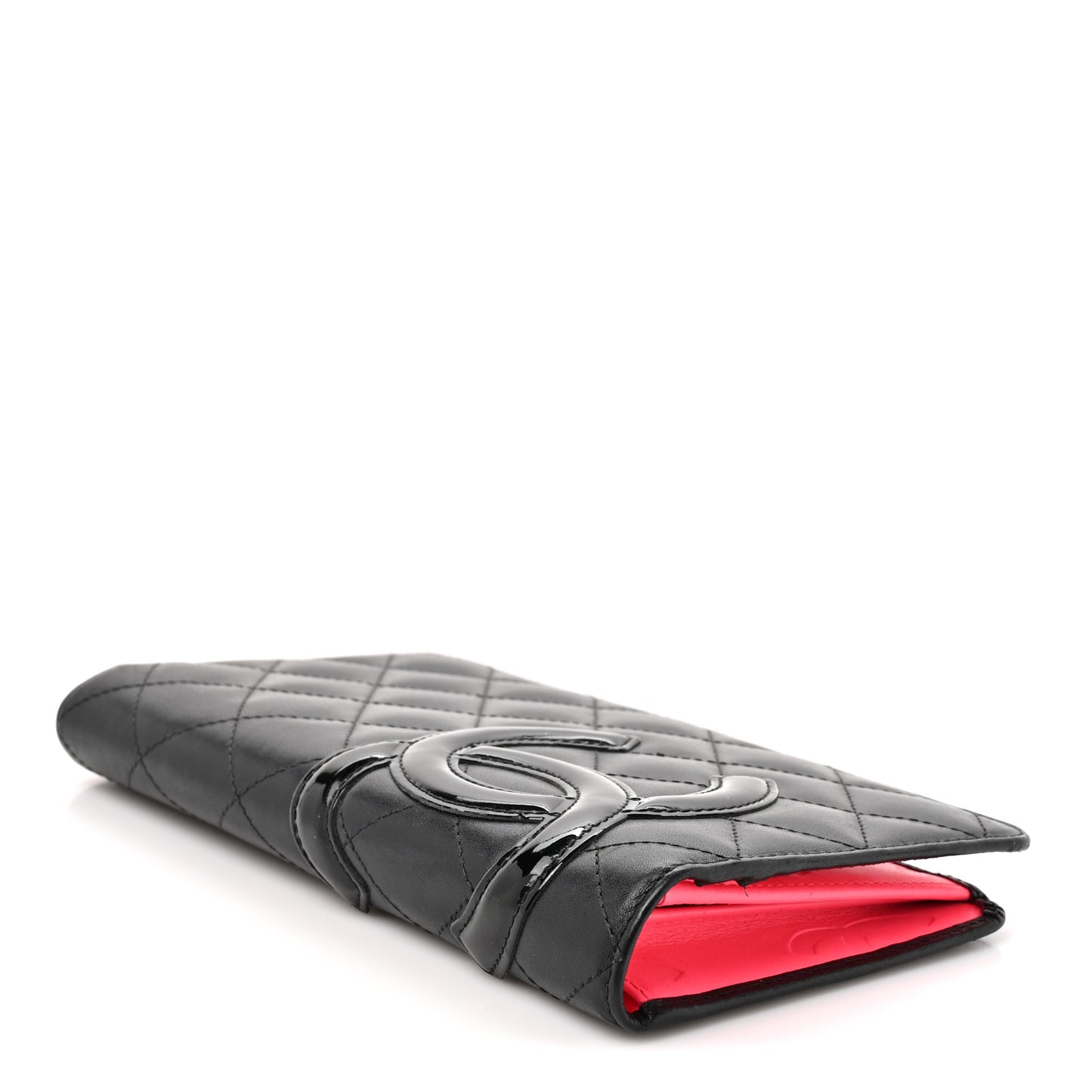 Calfskin Quilted Cambon Yen Wallet Black