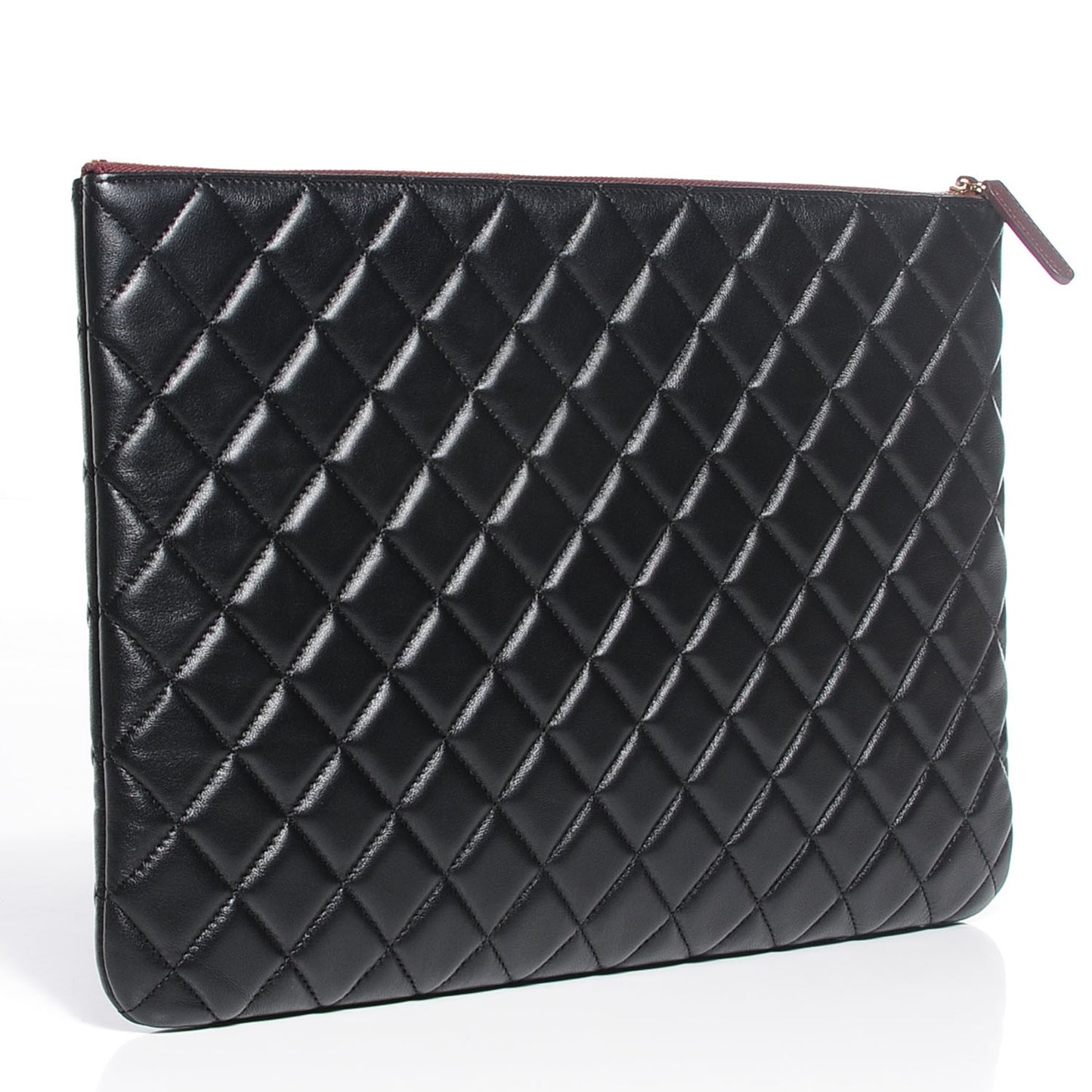 Lambskin Quilted Large Cosmetic Case Black