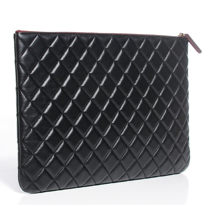 Chanel Lambskin Quilted Large Cosmetic Case Black 3 of 7