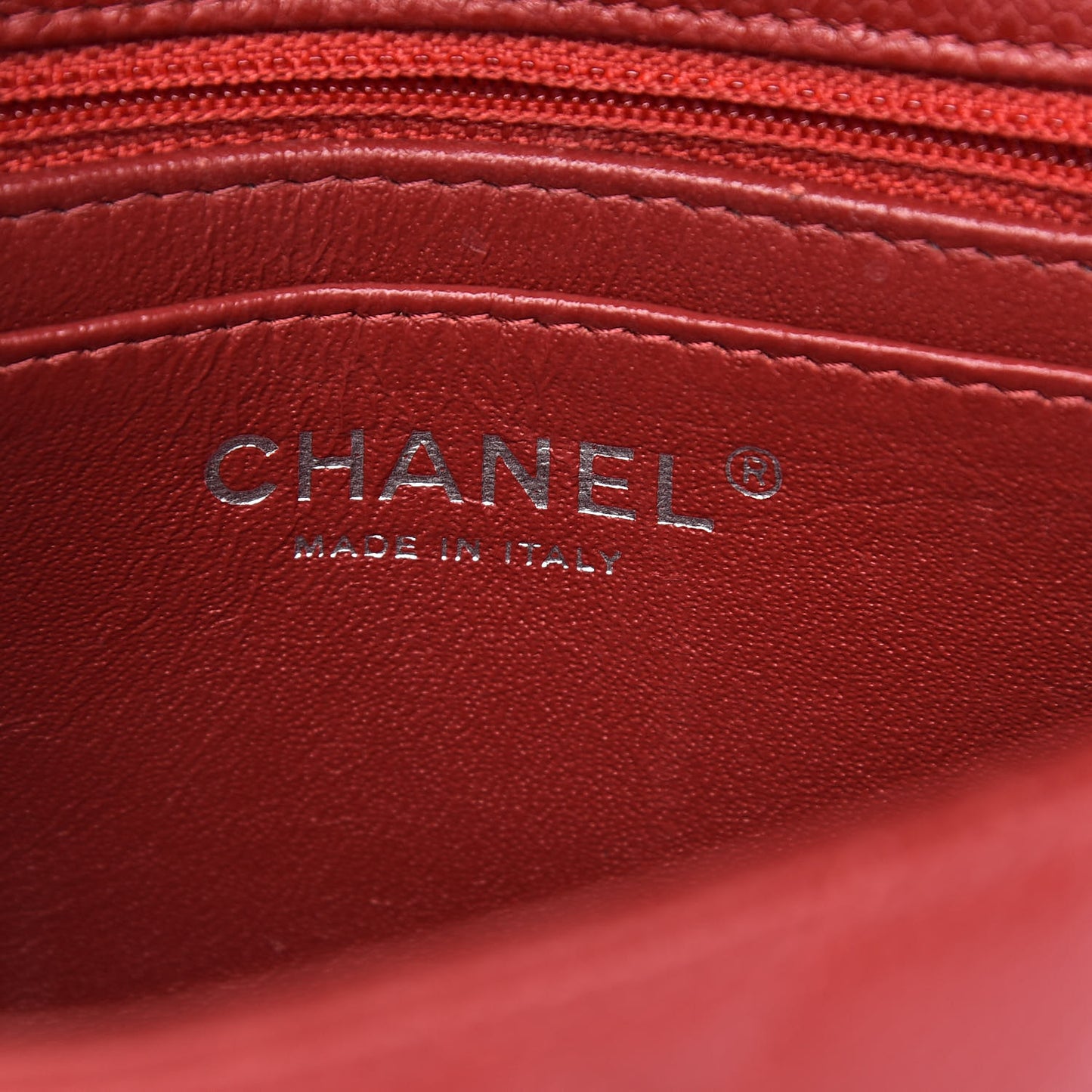 Caviar Quilted Mini Square Flap Red