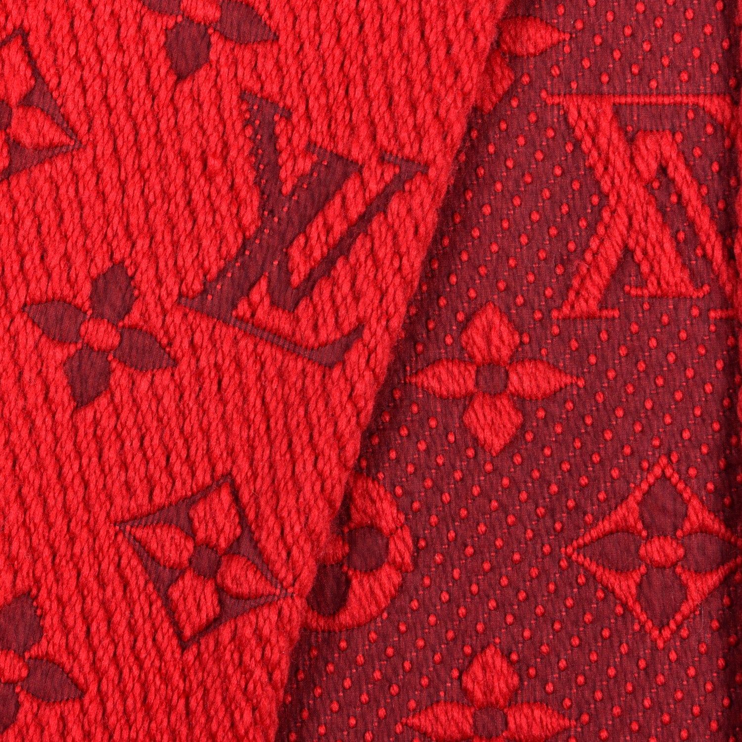 Louis Vuitton Wool Silk Logomania Scarf Rubis 3 of 4