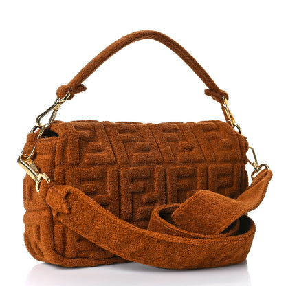 Fendi Terry Cloth Vitello Century Matte FF 1974 Embossed Baguette Caramel 2 of 8