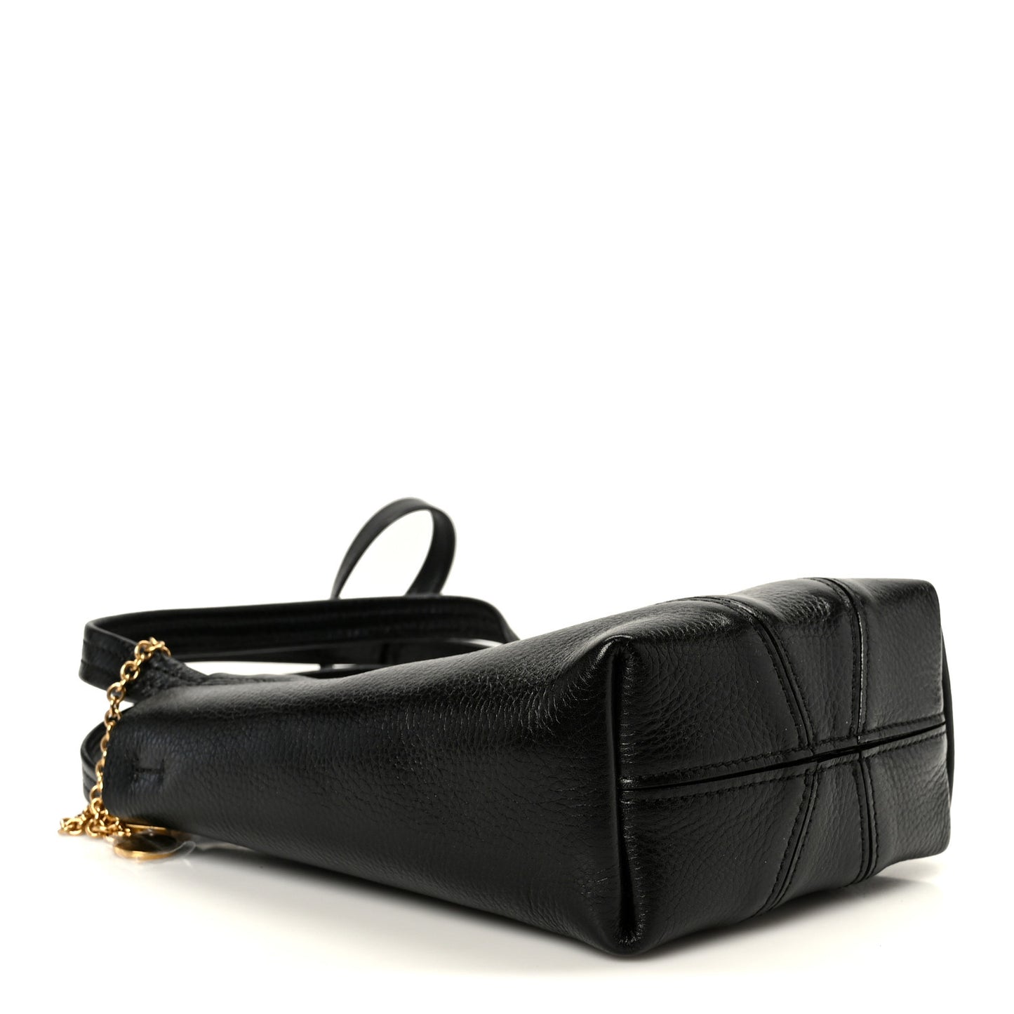 Grained Calfskin Small Spin Tote Black
