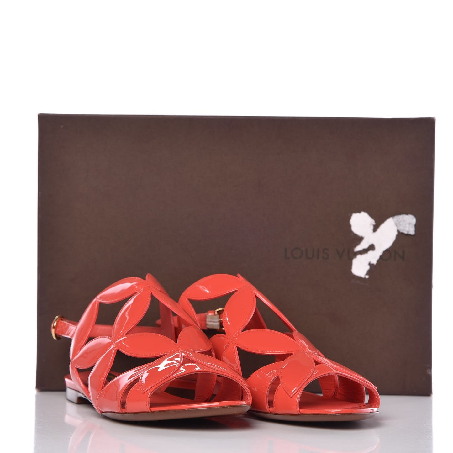 Patent Springtime Flat Sandals 37 Corail