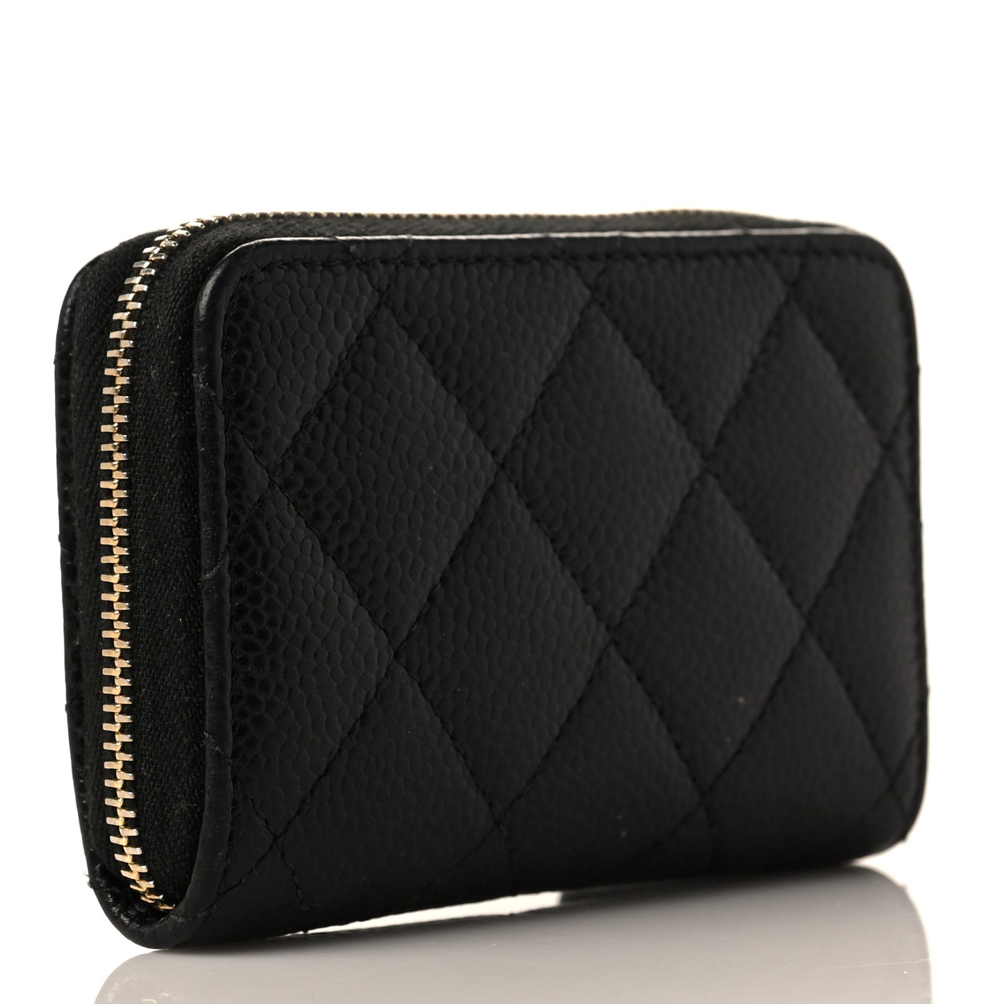 Caviar Quilted Classic Zipped Coin Purse Black
