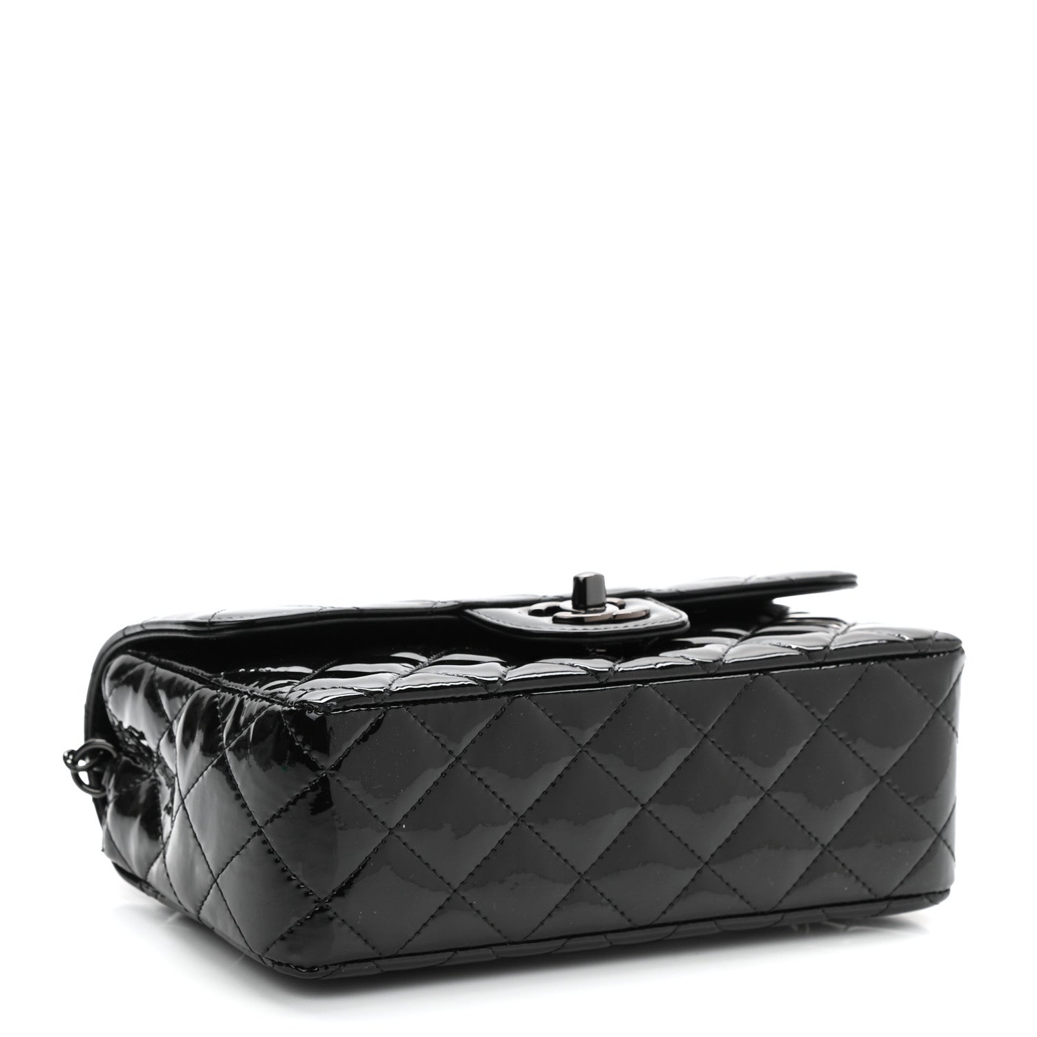 Chanel Patent Calfskin Quilted Mini Rectangular Flap So Black 4 of 11