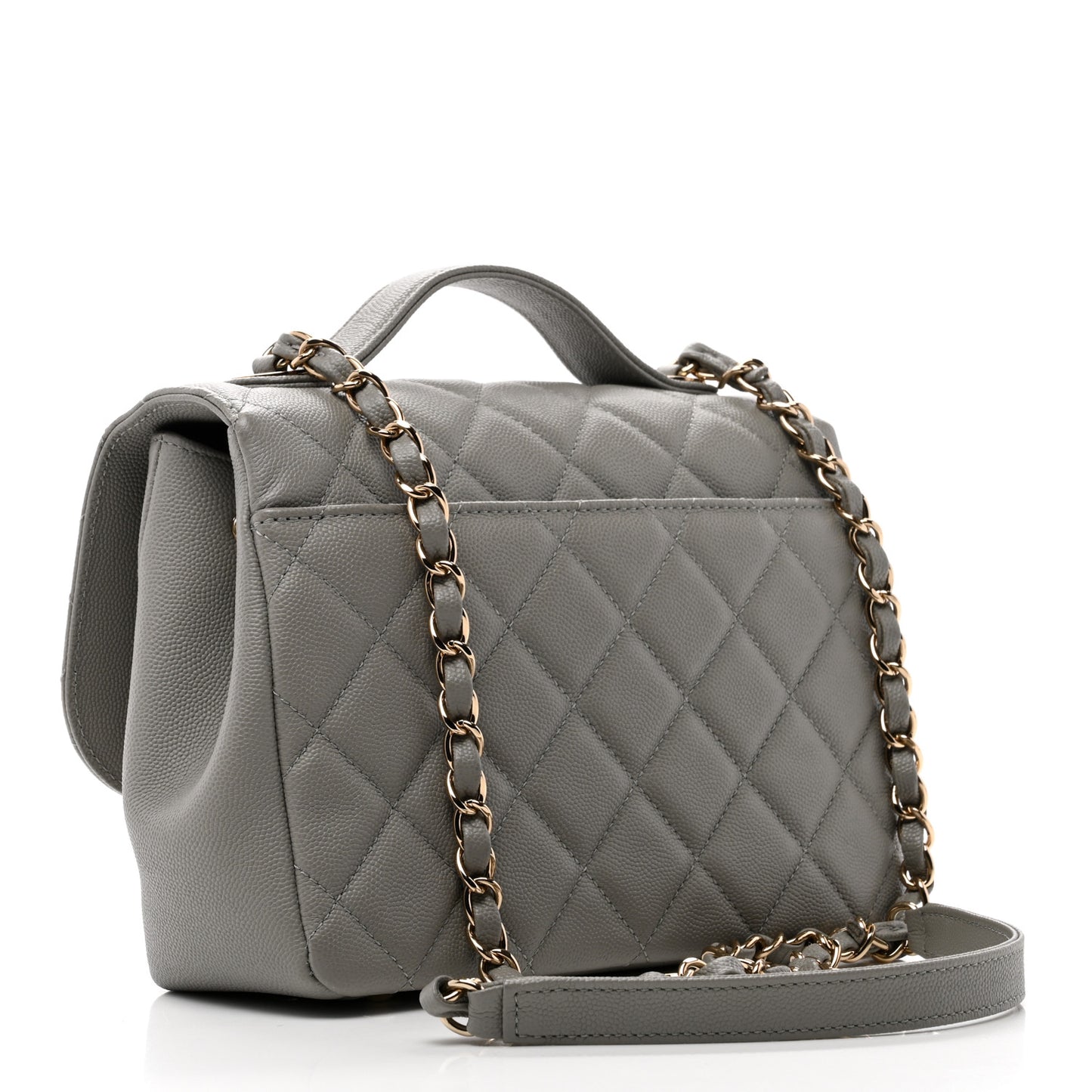 Caviar Quilted Medium Business Affinity Flap Grey
