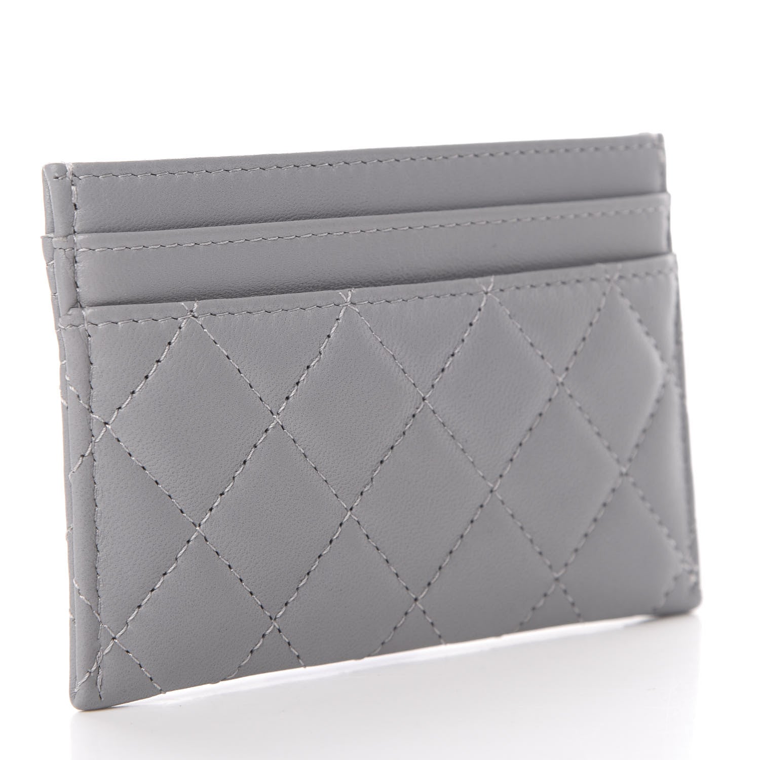 Chanel Lambskin Quilted Boy Card Holder Grey 3 of 9