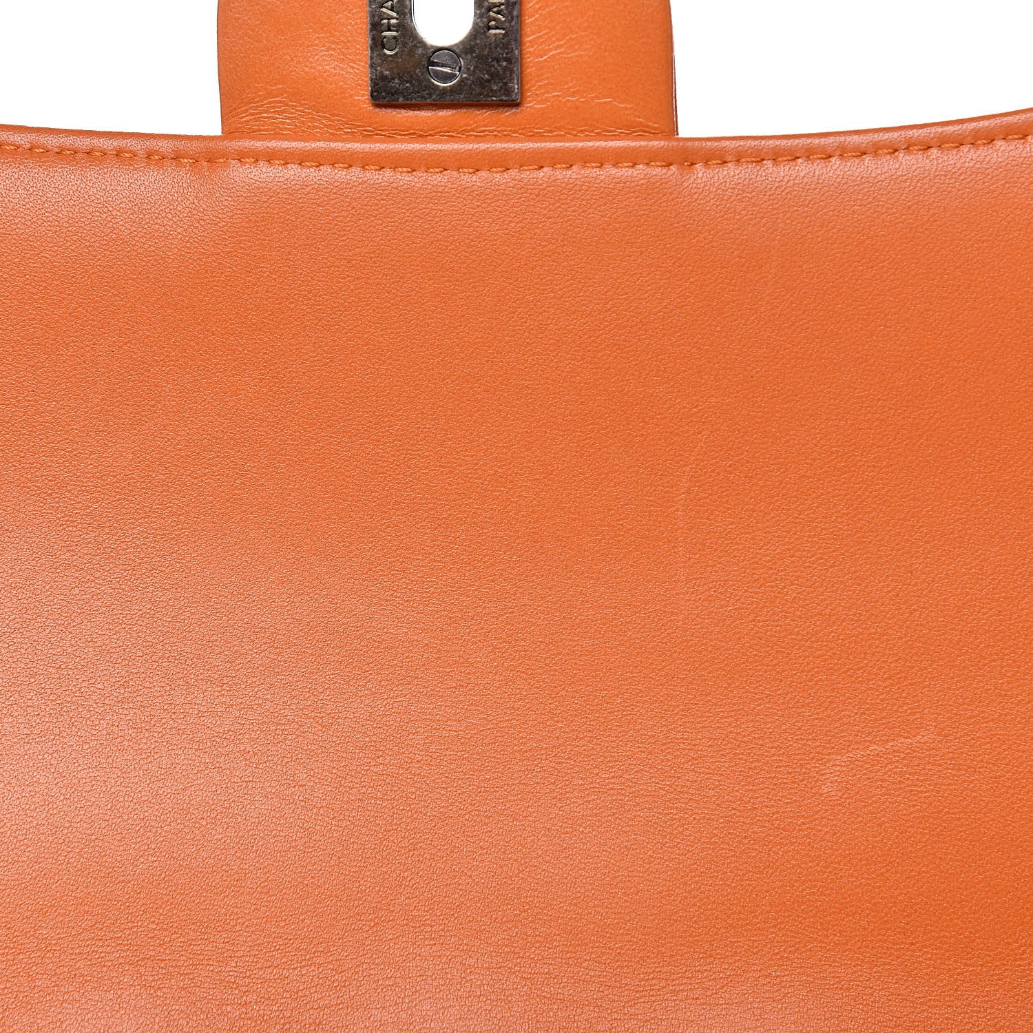 Chanel Lambskin Quilted Jumbo Grocery By Drawstring Shopping Bag Orange 14 of 14