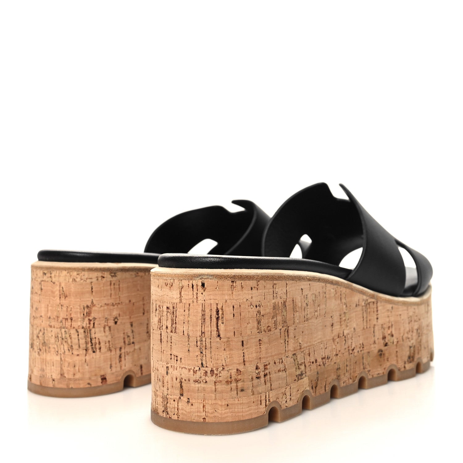 Hermes Calfskin Cork Eze 30 Sandals 38 Black 4 of 9