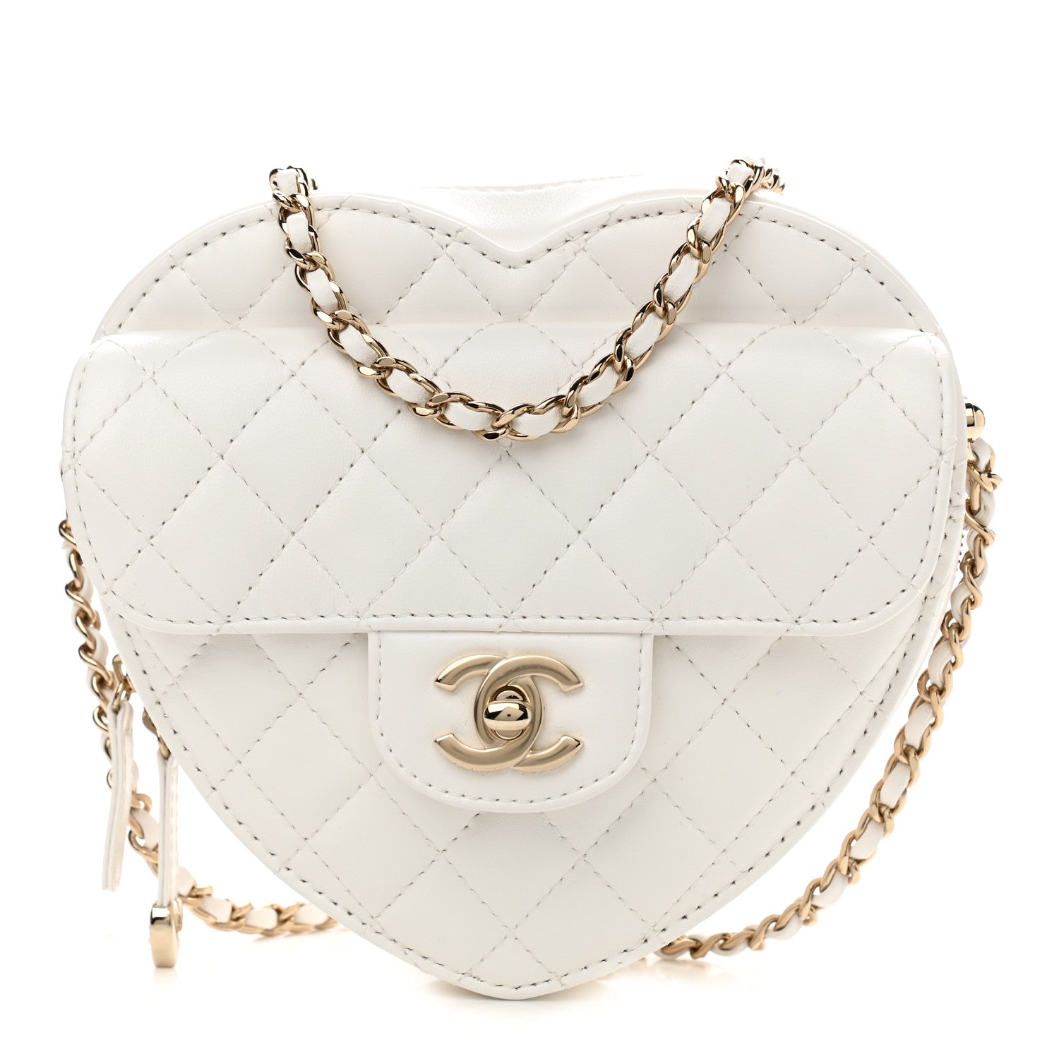 Chanel Lambskin Quilted CC In Love Heart Bag White 1 of 11