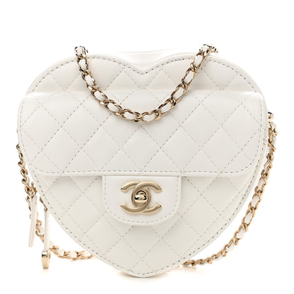 Chanel Lambskin Quilted CC In Love Heart Bag White 1 of 11