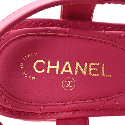 Chanel Lambskin Chain CC Logo Thong Sandals 36 Fuchsia 8 of 9