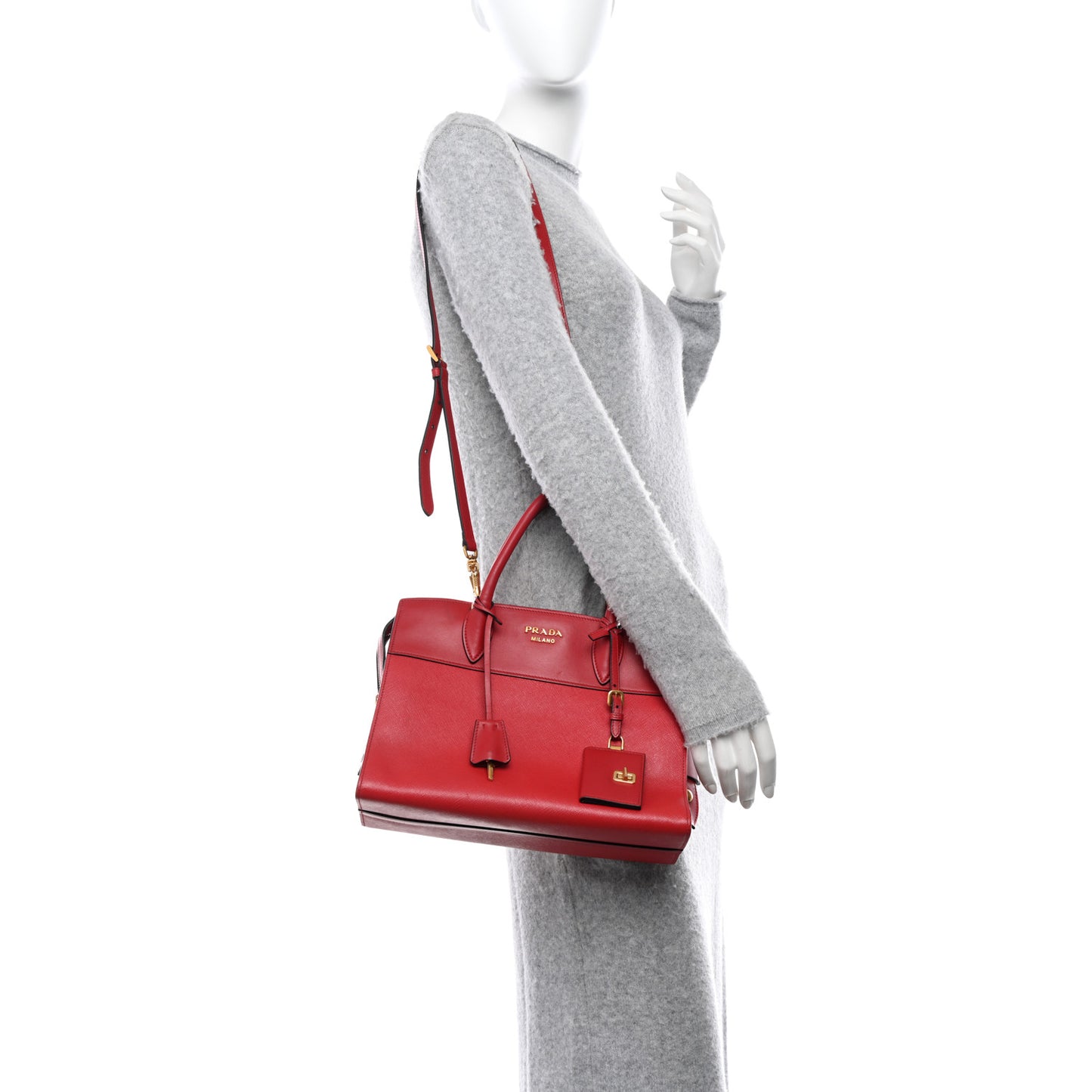 Saffiano City Calfskin Medium Esplanade Rosso