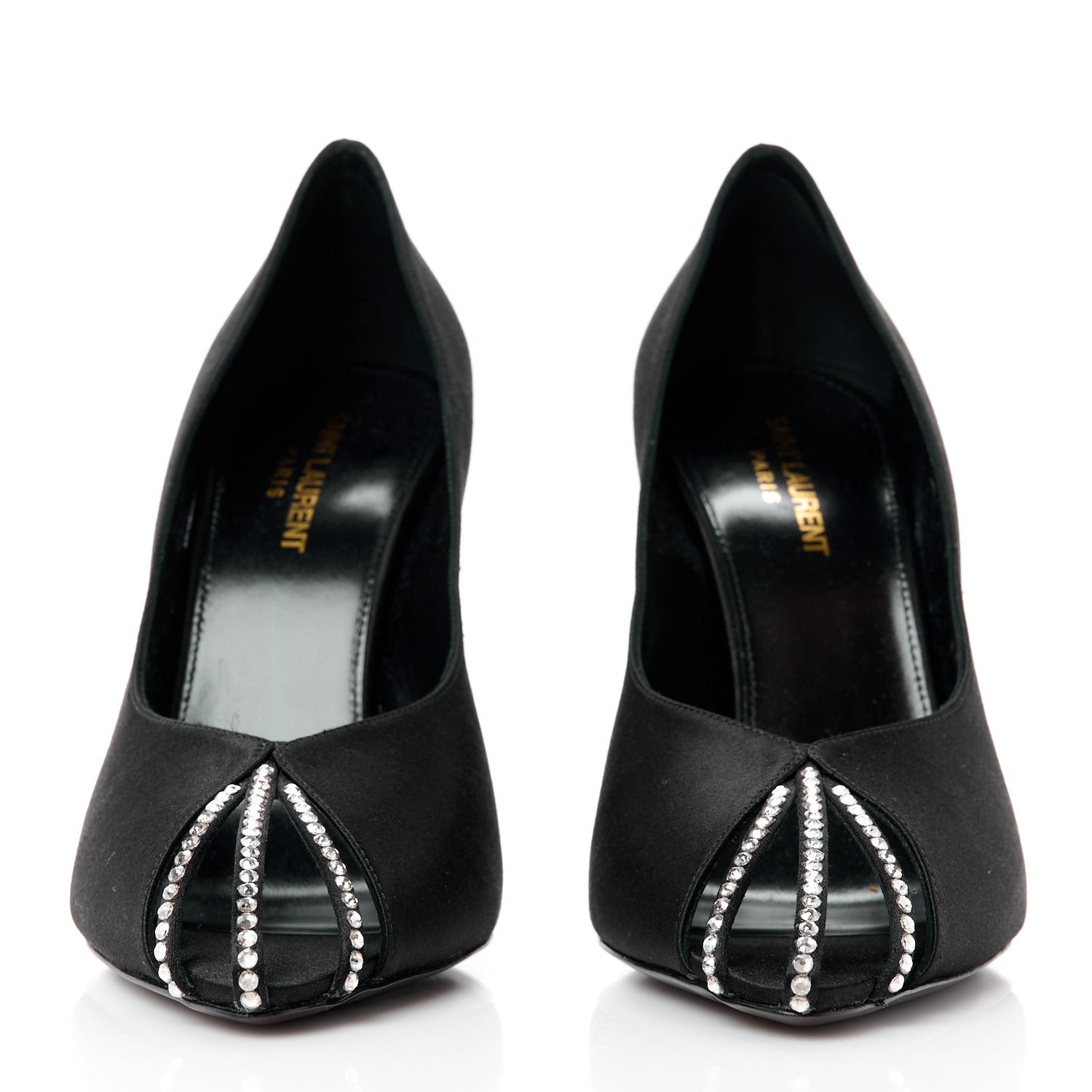 Saint Laurent Satin Crystal Martinique 110 Pump 40 Black 2 of 9