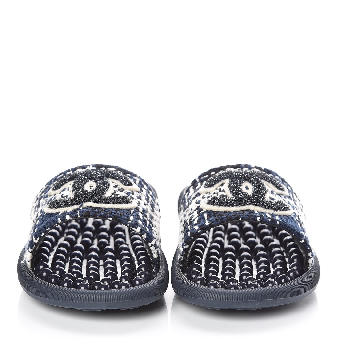 Tweed CC Flat Mules 35 Navy