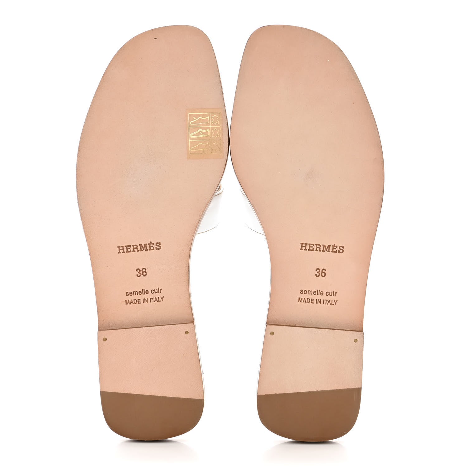 Hermes Box Calfskin Oran Sandals 36 White 5 of 9