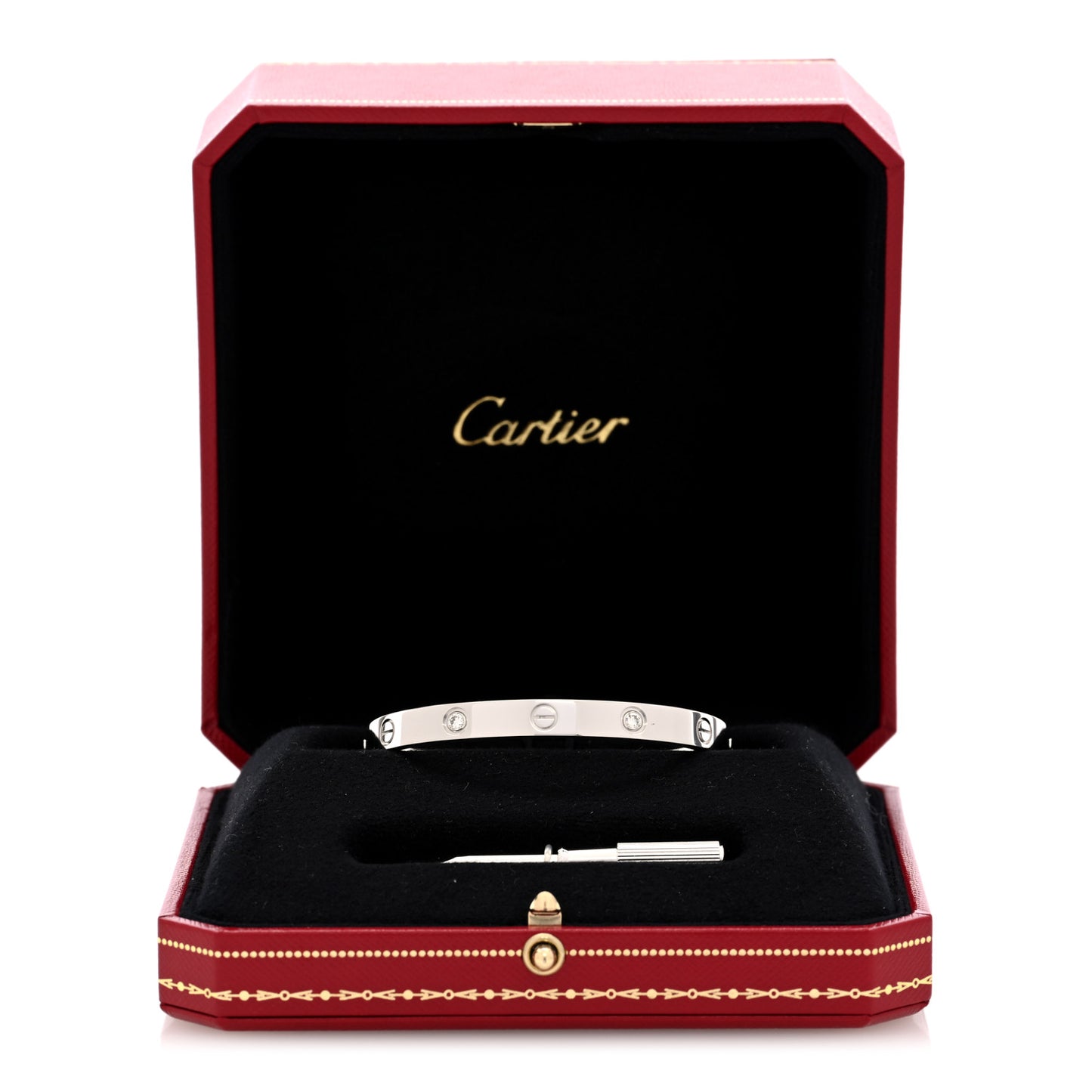18K White Gold 4 Diamond Love Bracelet 17