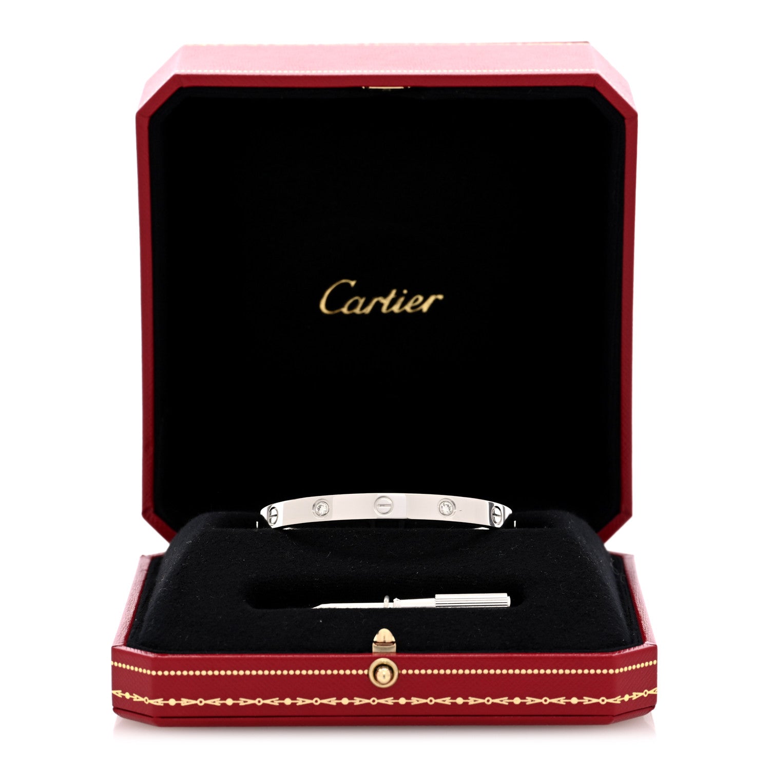 Cartier 18K White Gold 4 Diamond Love Bracelet 17 8 of 8