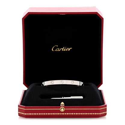 Cartier 18K White Gold 4 Diamond Love Bracelet 17 8 of 8