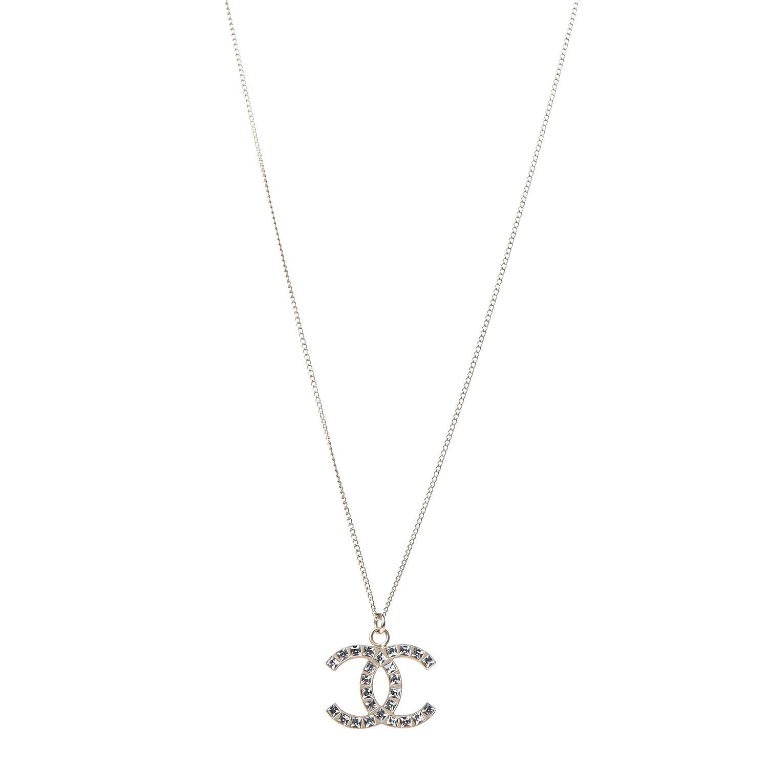 Chanel Baguette Crystal CC Necklace Gold 1 of 6