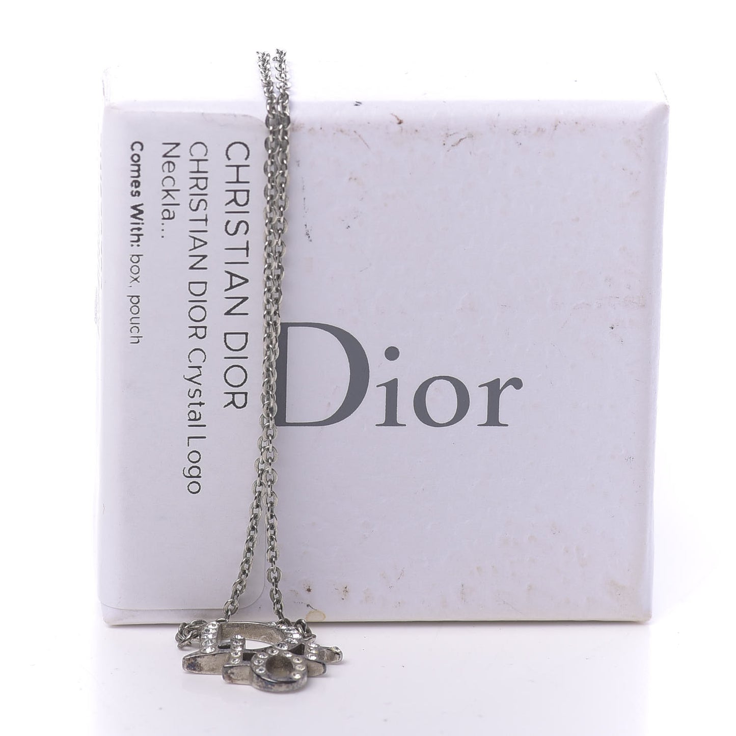 Crystal Logo Necklace Silver