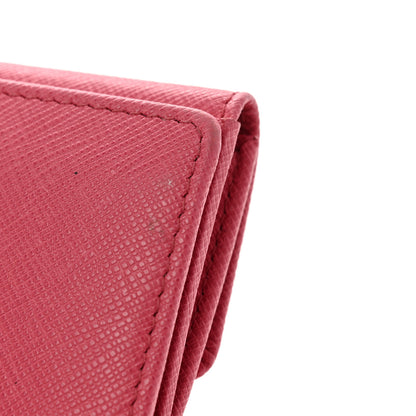 Prada Saffiano Metal Tri-Fold Compact Wallet Peonia 8 of 9
