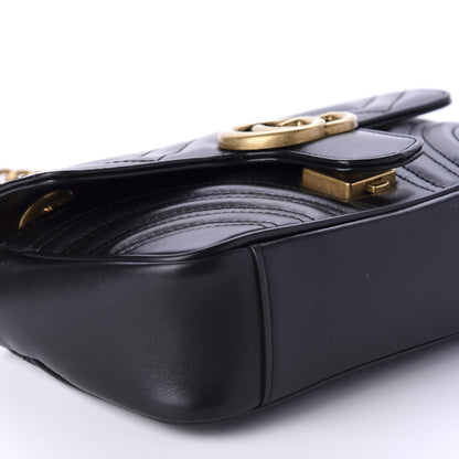 Gucci Calfskin Matelasse Mini GG Marmont Shoulder Bag Black 6 of 10
