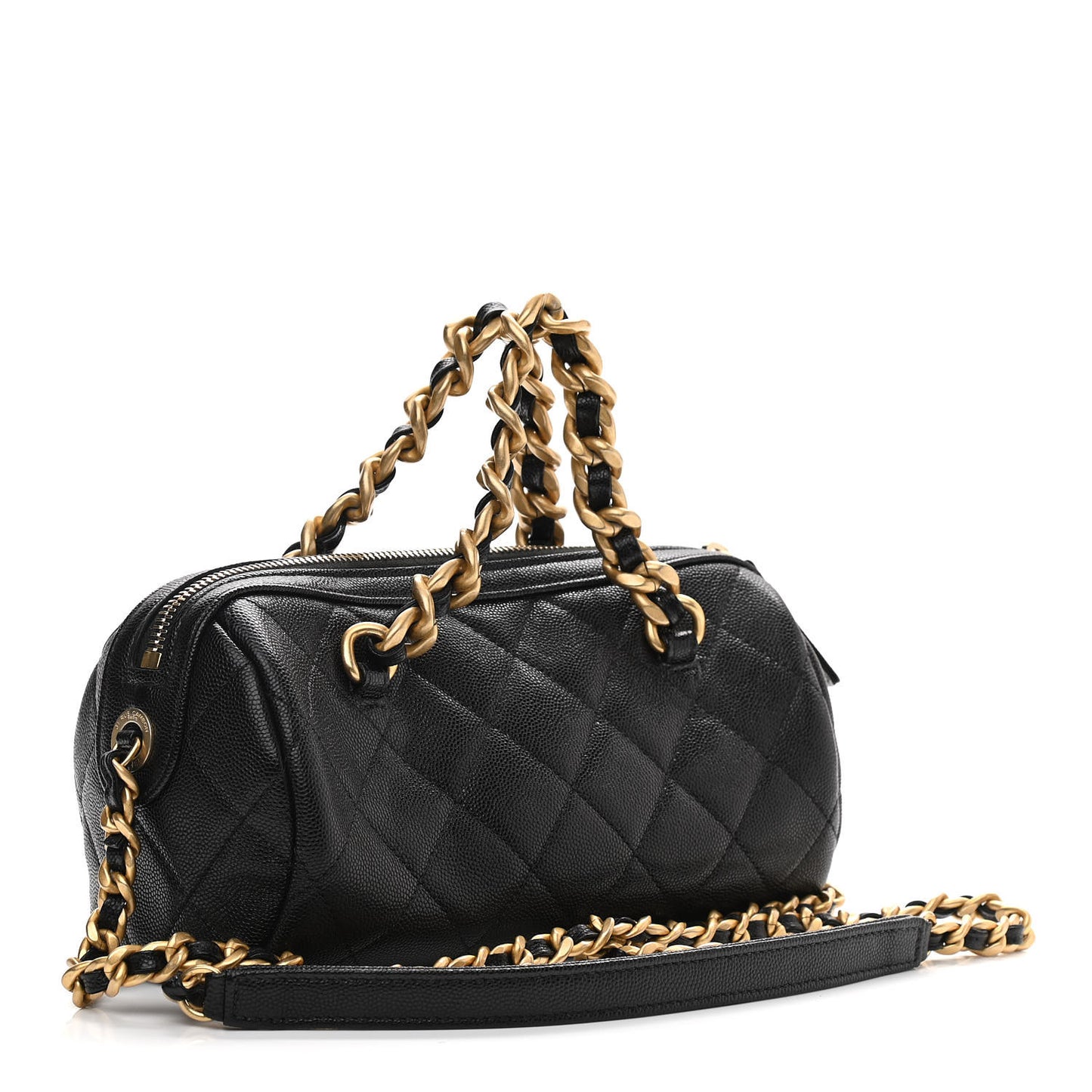 Caviar Quilted Small Fashion Therapy Bowling Bag Black
