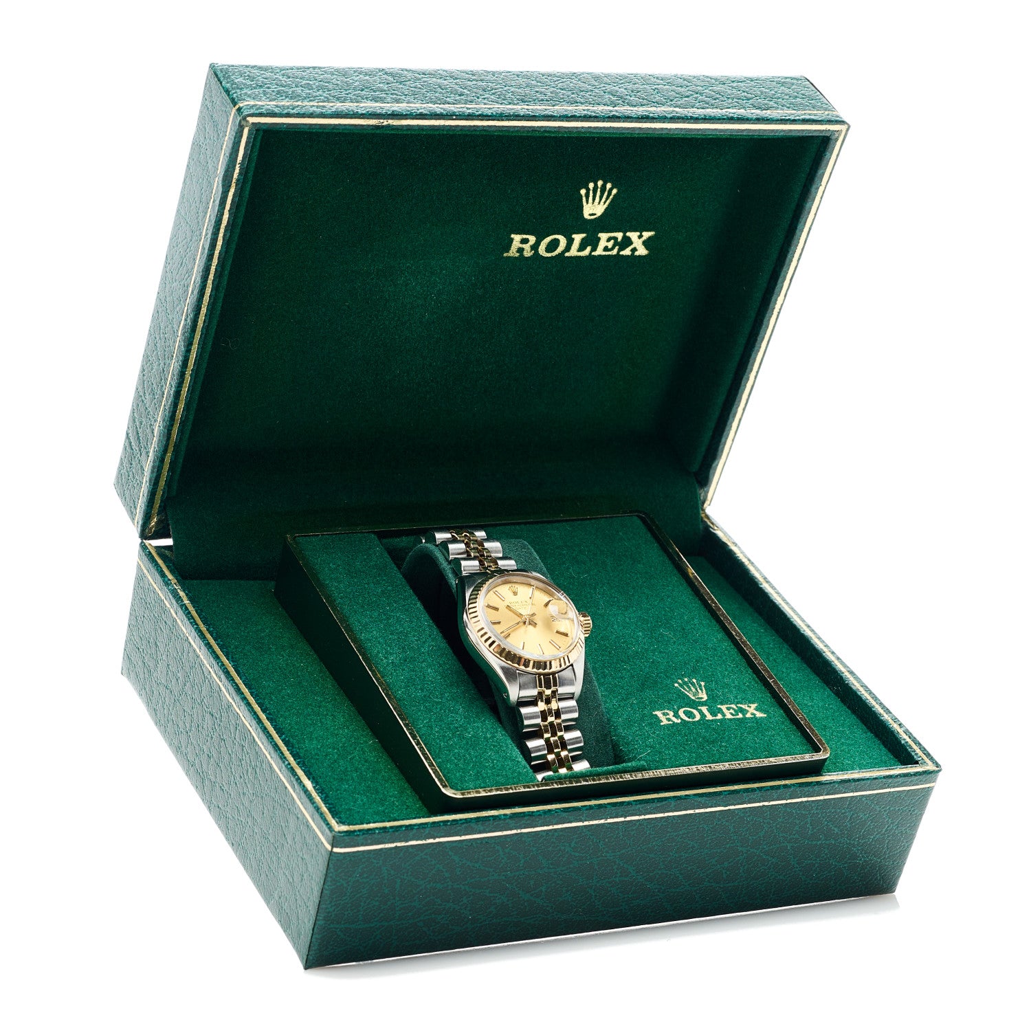 Rolex Stainless Steel 18K Yellow Gold 26mm Oyster Perpetual Date Watch Champagne 6917 5 of 5