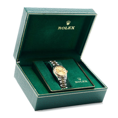 Rolex Stainless Steel 18K Yellow Gold 26mm Oyster Perpetual Date Watch Champagne 6917 5 of 5