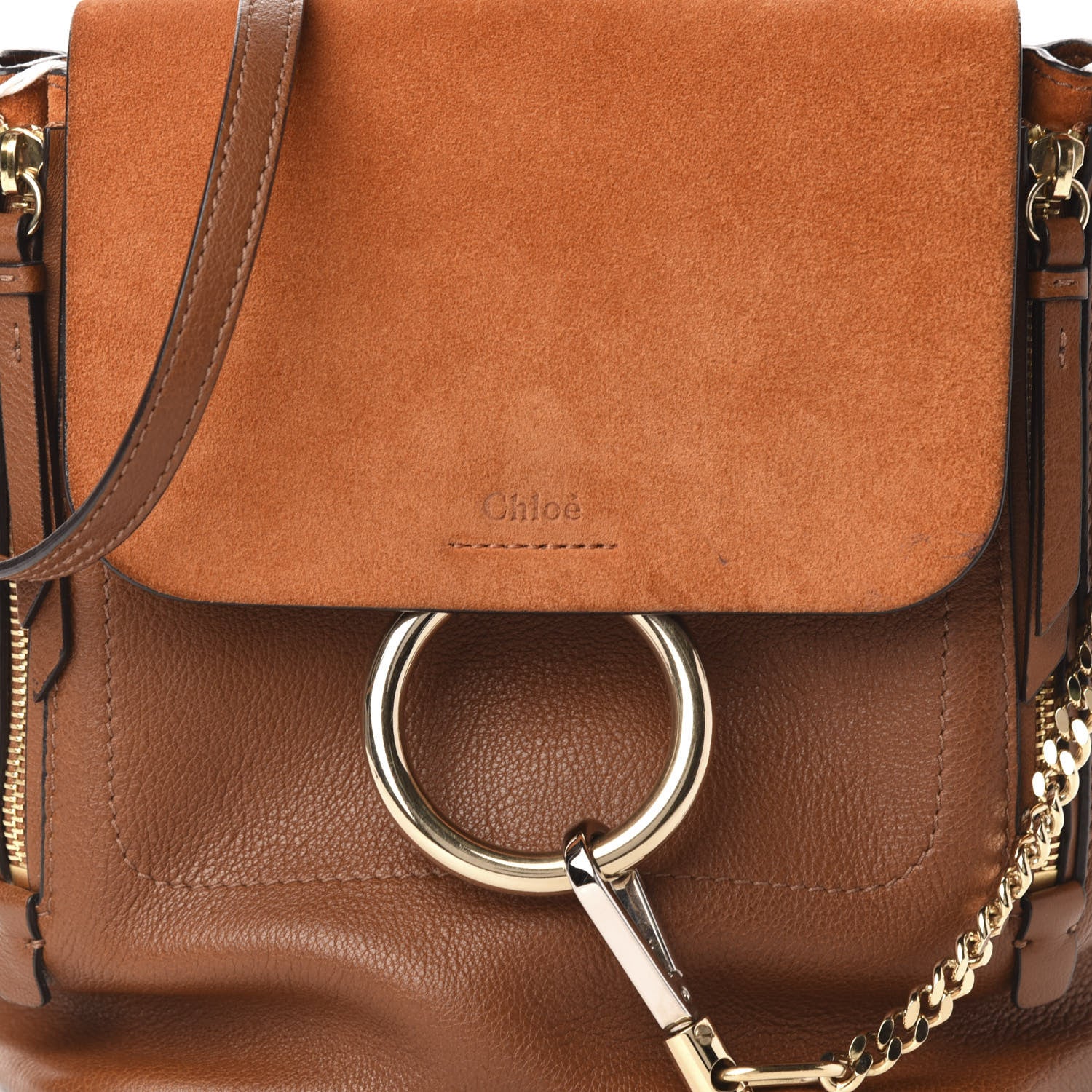 Chloe Suede Calfskin Small Faye Backpack Tobacco 9 of 9