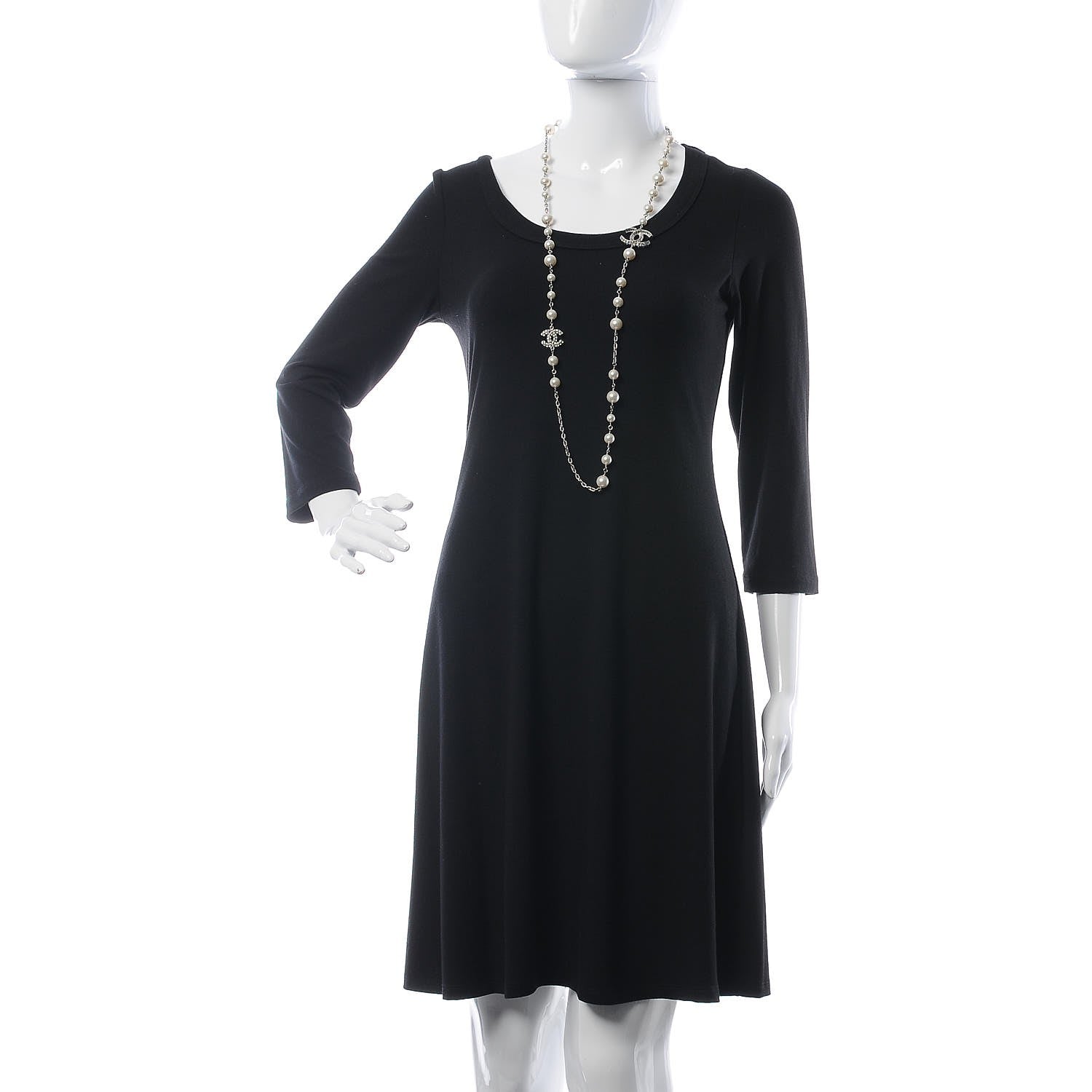 Chanel Pearl Baguette Crystal CC Long Necklace Silver 2 of 6