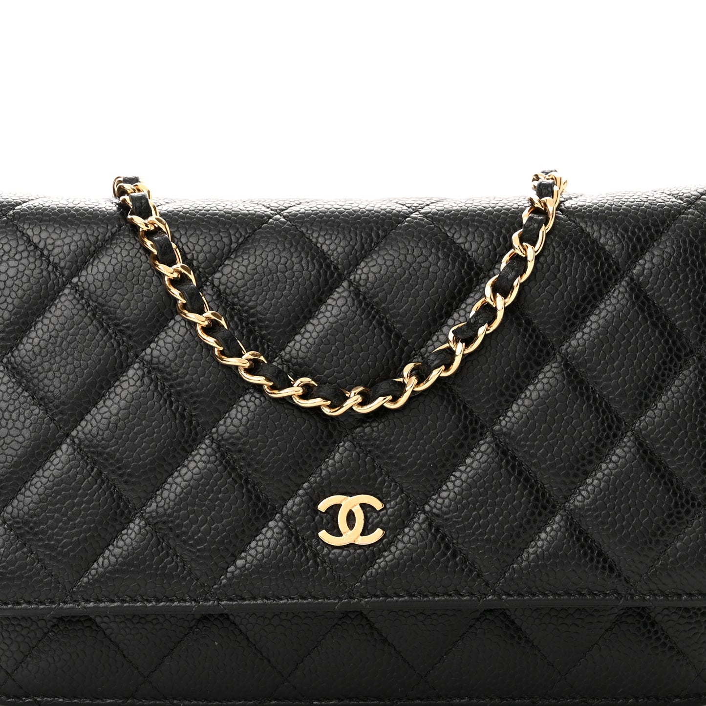 Caviar Quilted Wallet on Chain WOC Black