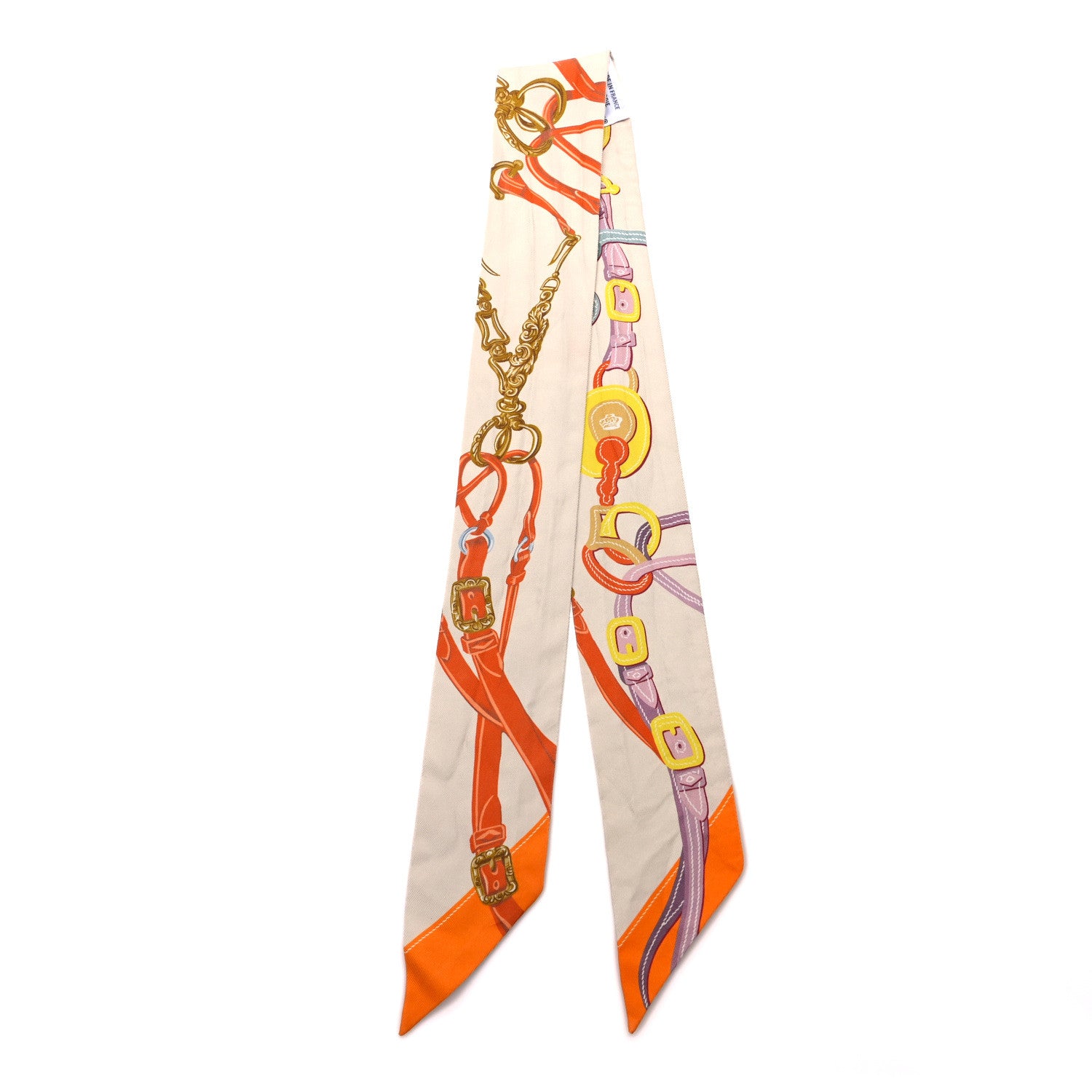 Hermes Silk Brides De Gala Applique Pique Twilly Creme Orange Jaune 2 of 4
