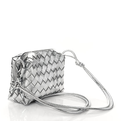 Bottega Veneta Metallic Calfskin Intrecciato Mini Loop Camera Bag Silver 3 of 9