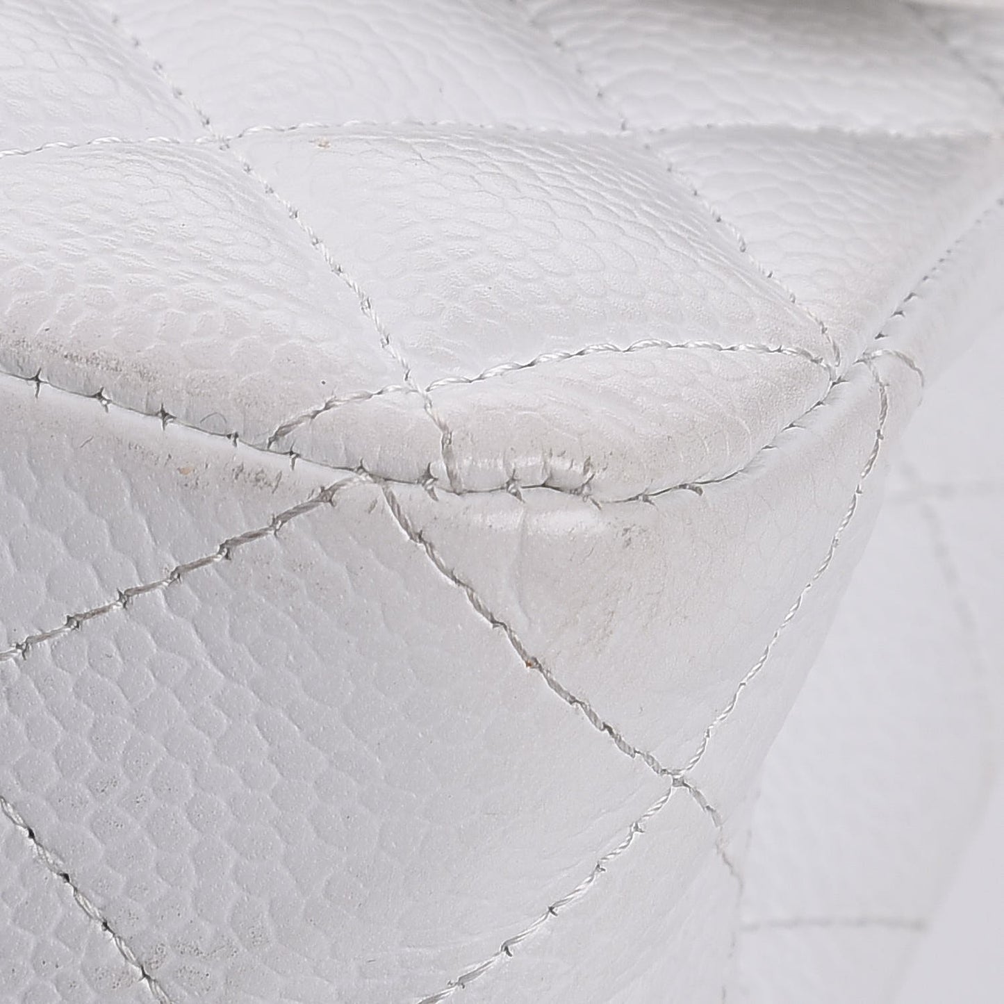 Caviar Quilted Medium Double Flap White