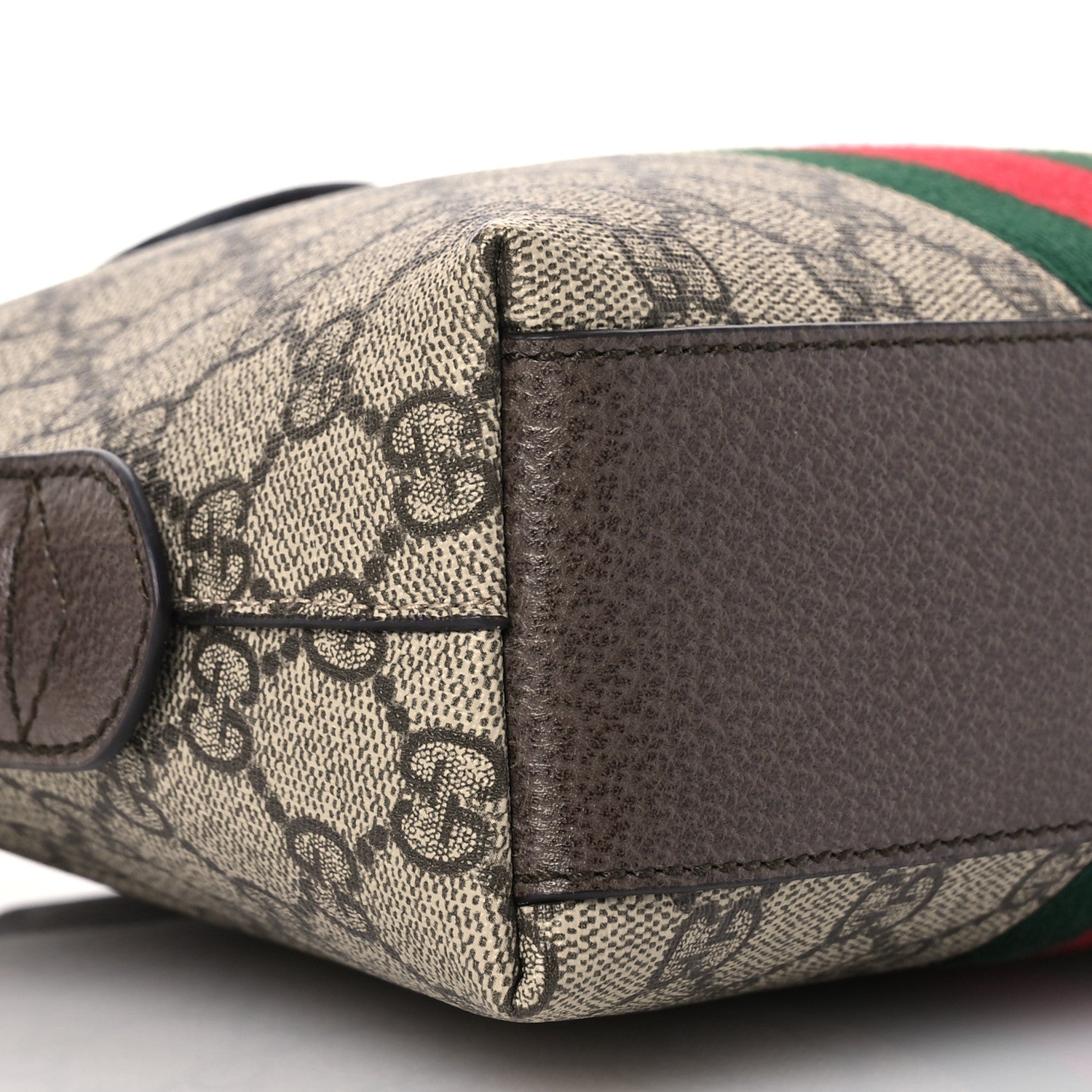 Gucci GG Supreme Monogram Textured Dollar Calfskin Web Small Ophidia Dome Shoulder Bag Beige Ebony New Acero 10 of 14