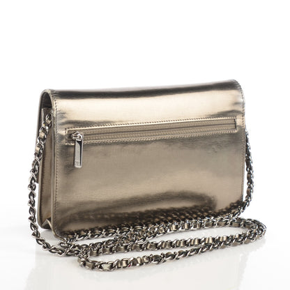 Chanel Metallic Calfskin Timeless CC Wallet on Chain WOC Bronze 3 of 9