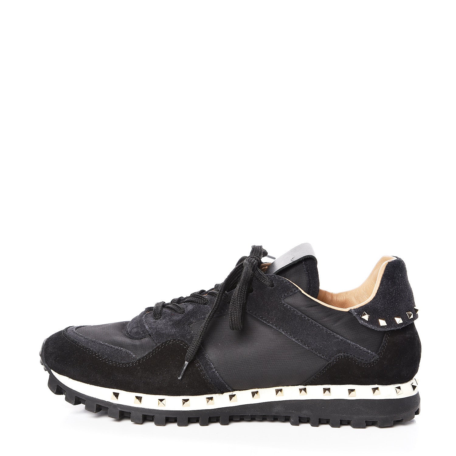 Valentino Garavani Suede Nylon Camouflage Womens Soul Rockstud Sneakers 37.5 Black 1 of 10