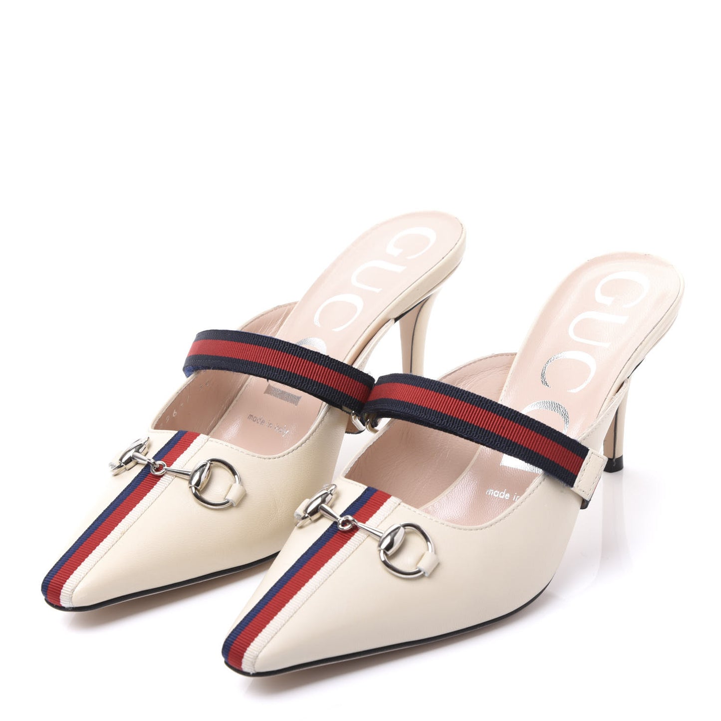 Malaga Kid Sylvie Web Cross Strap Mid-Heel Slides 36 Vintage White