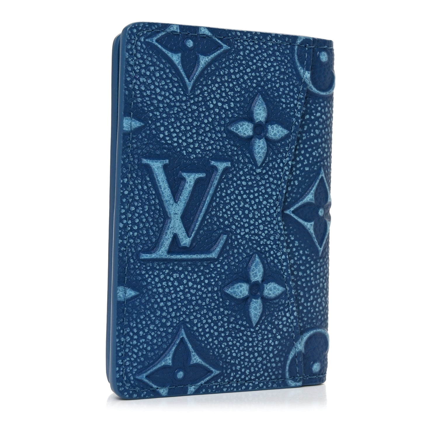 Faded Calfskin Monogram Pocket Organizer Denim Blue